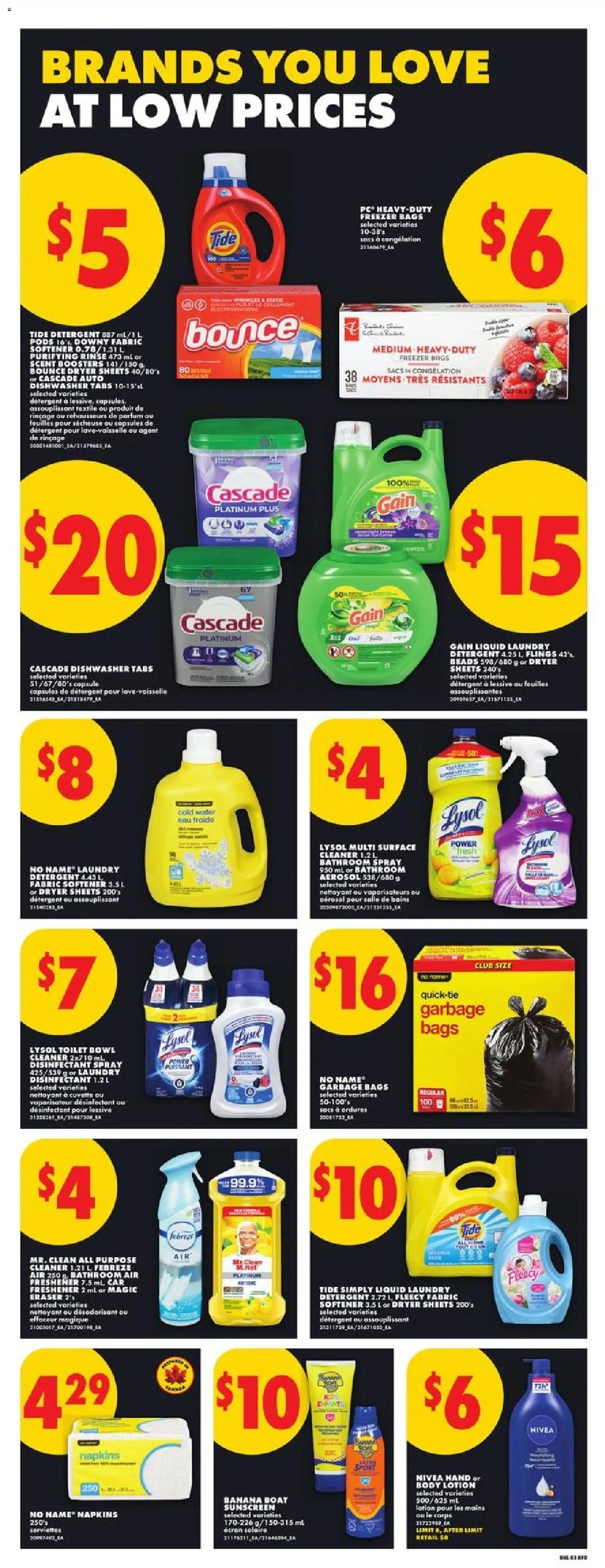 No Frills flyer valid from 11.06.2026 | Page: 8 | Products: PC, Dishwasher, Sunscreen, Body lotion