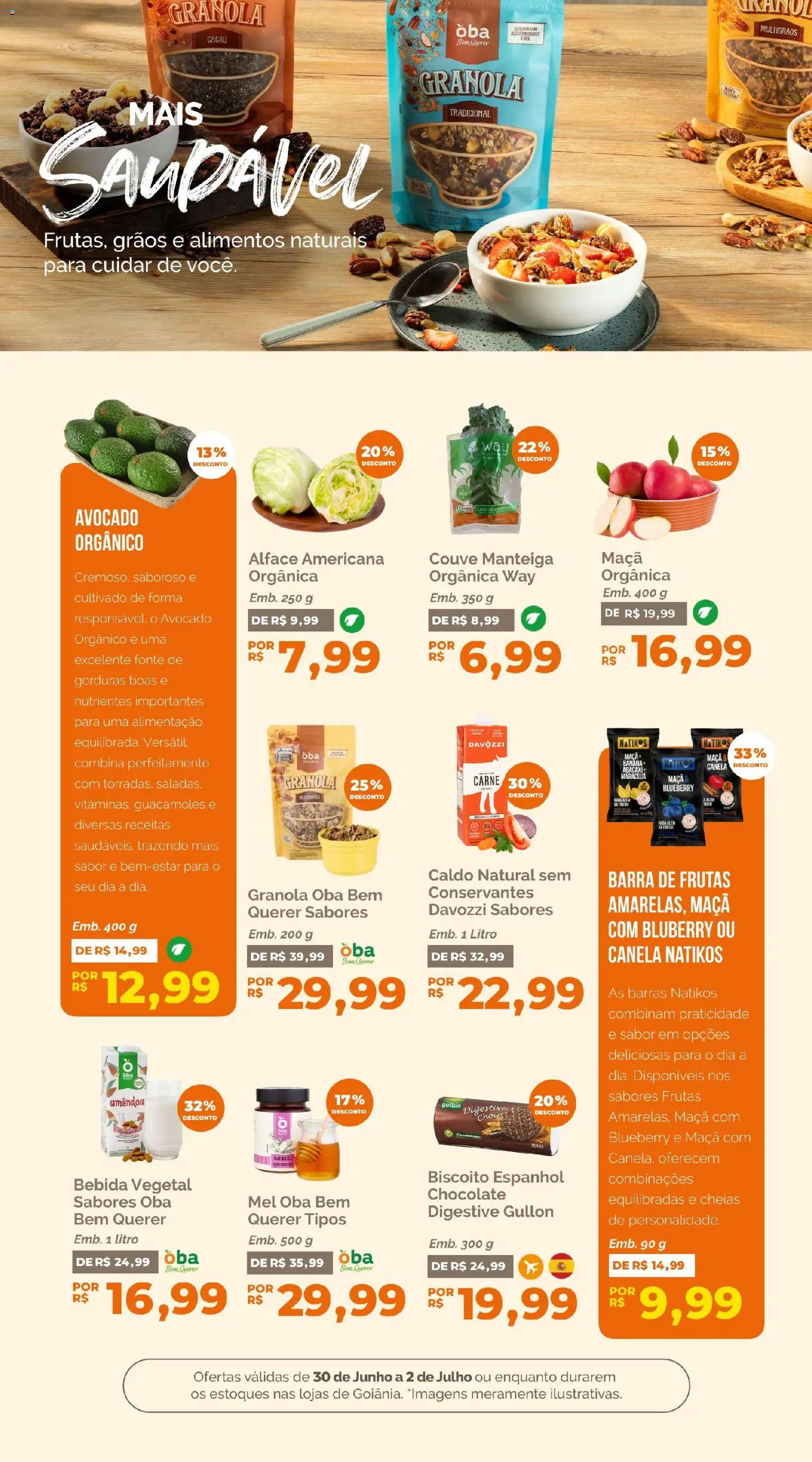 Oba Hortifruti Folheto - válido de 30/06/2026 | Página: 5 | Produtos: Biscoito, Abacaxi, Granola, Couve