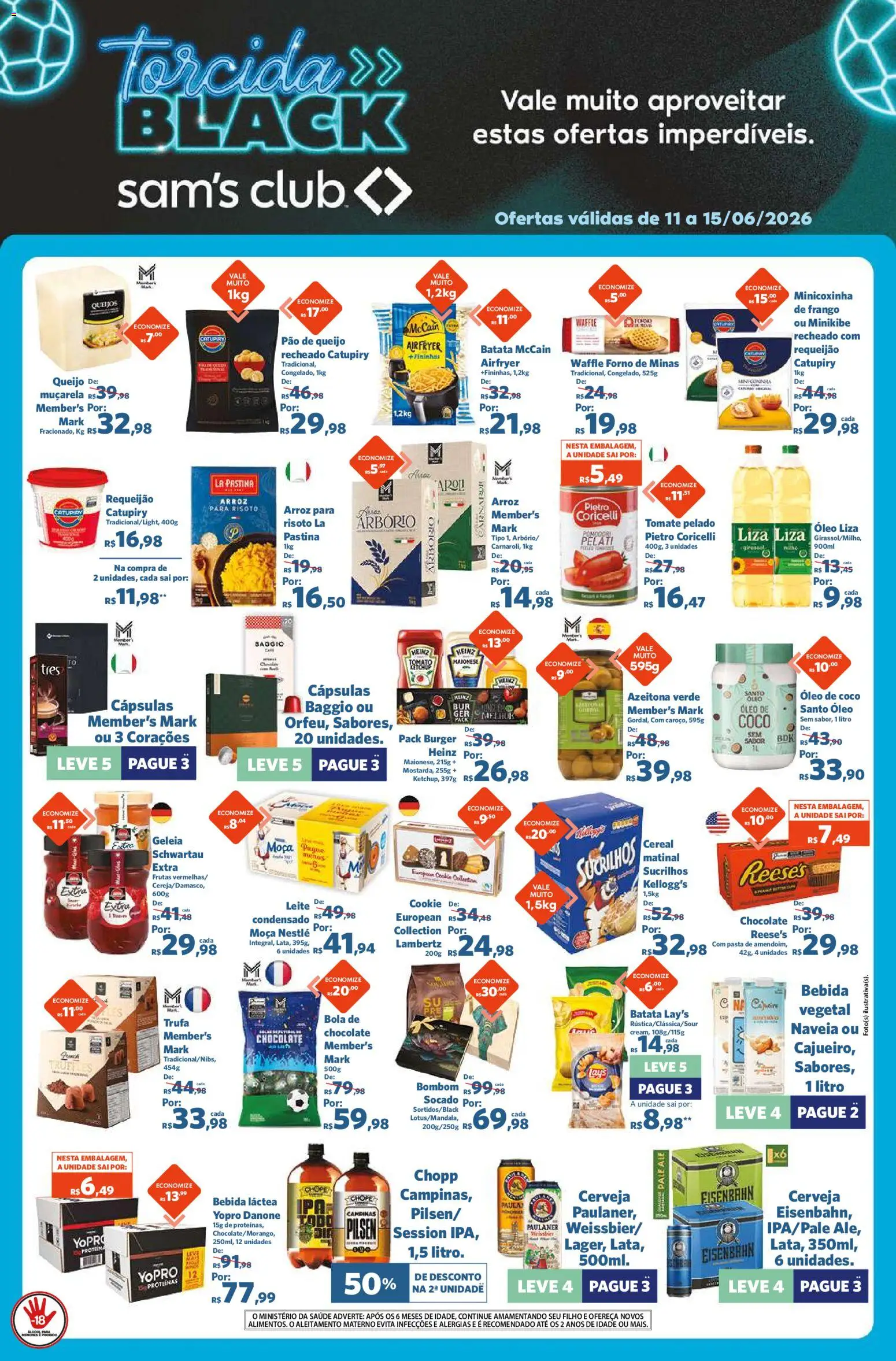 Sam's Club Folheto - válido de 11.06.2026 | Página: 2 | Produtos: Pasta, Cerveja, Sucrilhos, Batata