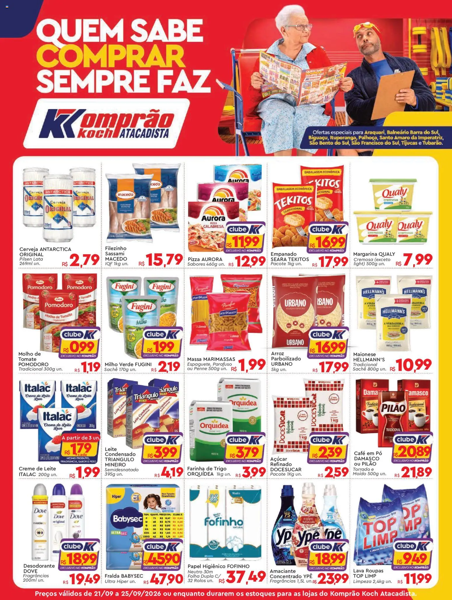 Komprao Atacadista Folheto - válido de 21/09/2026 | Página: 1 | Produtos: Molho de tomate, Leite, Cerveja, Papel higiênico