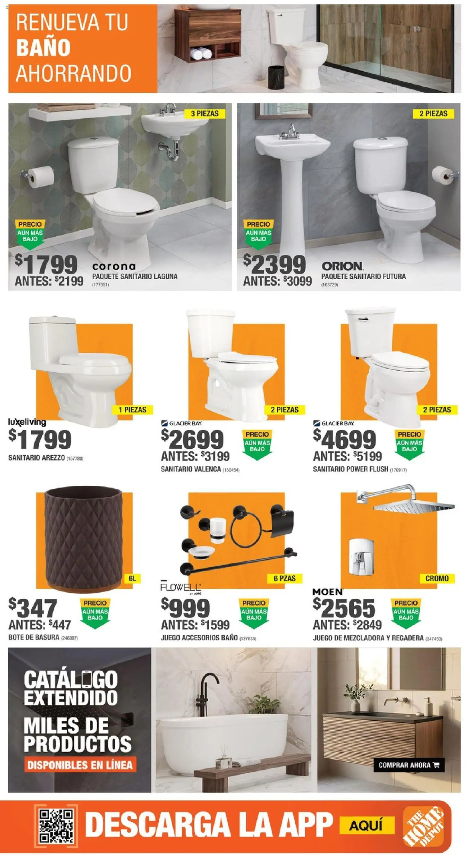 Nuevas ofertas de Home Depot válidas en toda la República Mexicana desde el 13/08/2026. ¡Encuentra las mejores ofertas en Home Depot catálogo! | Página: 4 | Productos: Juego, Baño, Regadera, Bote de basura