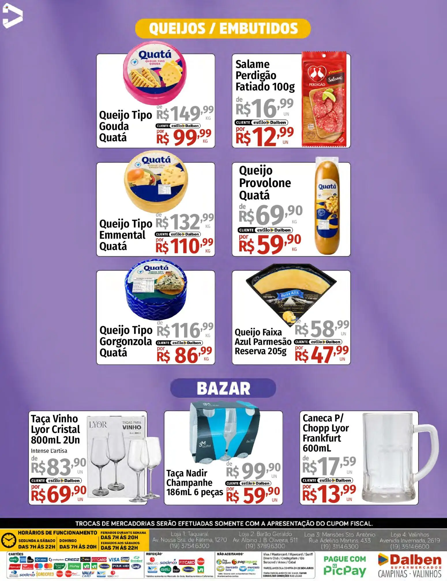 Supermercado Dalben Folheto - válido de 14/08/2026 | Página: 5 | Produtos: Queijo, Champanhe, Vinho, Gouda
