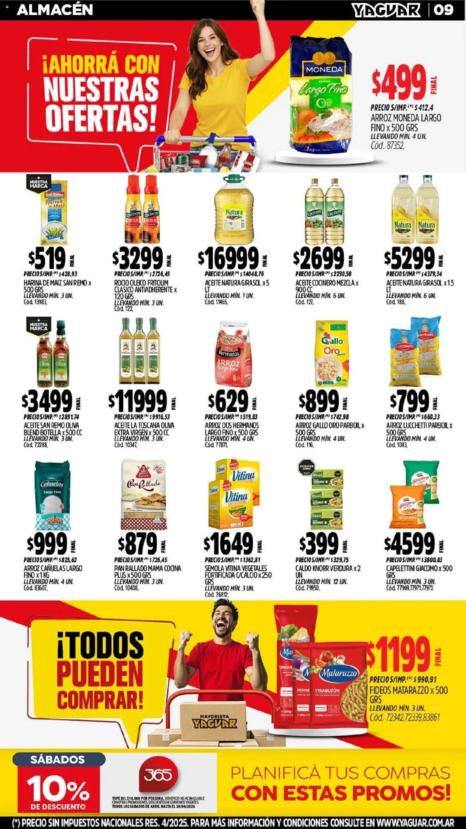 Yaguar - Oferta Semanal Chaco │ válido desde el 11.05.2026 | Página: 9 | Productos: Botella, Maiz, Pan, Fideos