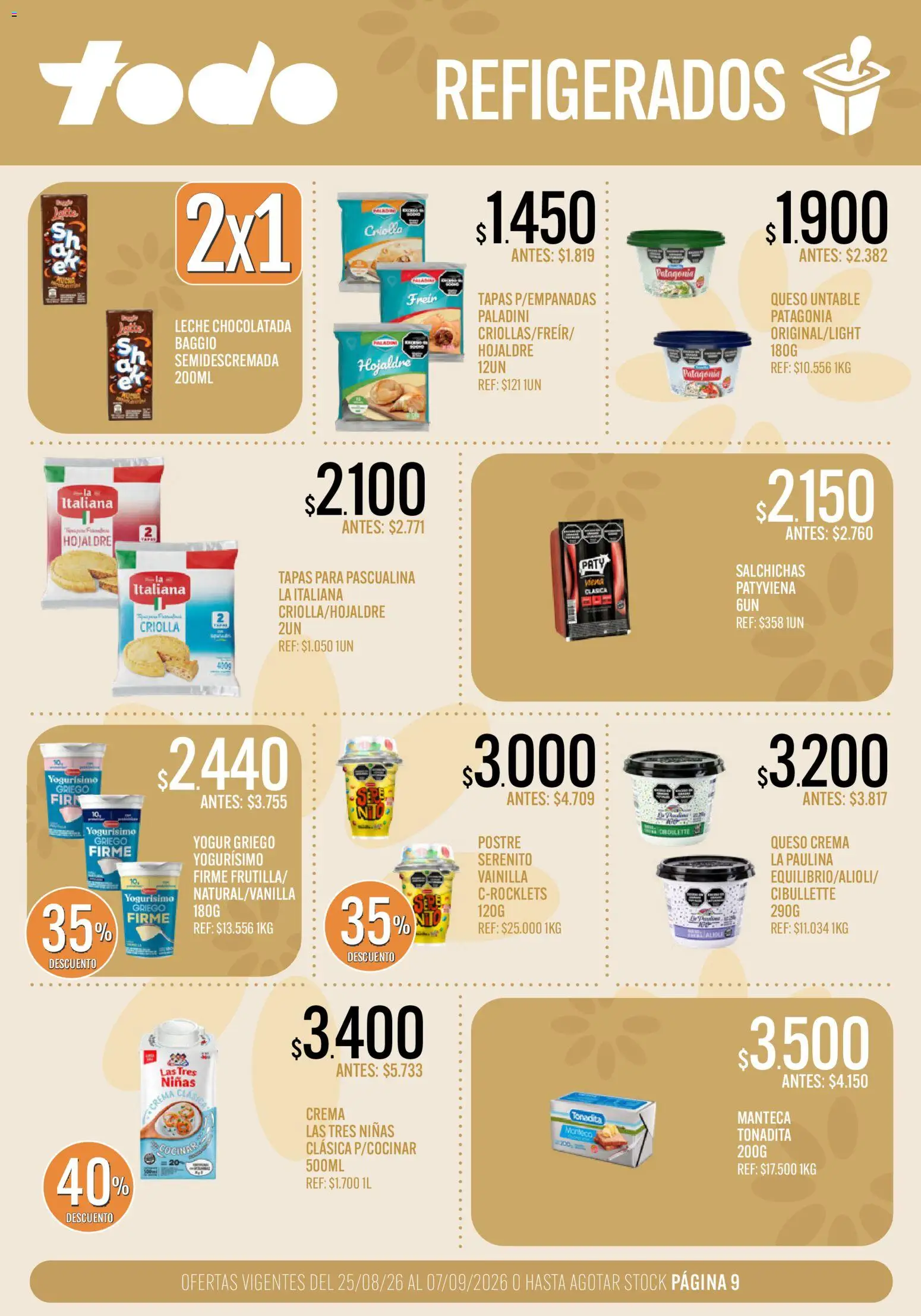 Supermercados TODO - Ofertas │ válido desde el 25/08/2026 | Página: 9 | Productos: Vainilla, Untable, Chocolatada, Crema
