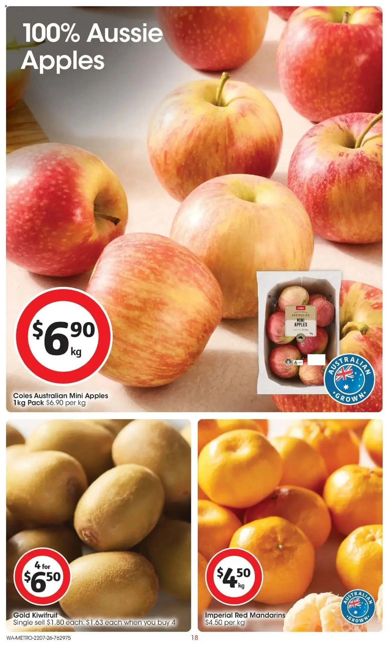 Coles catalogue - valid from 22/07/2026 | Page: 18 | Products: Apples, Kiwifruit, Mandarins