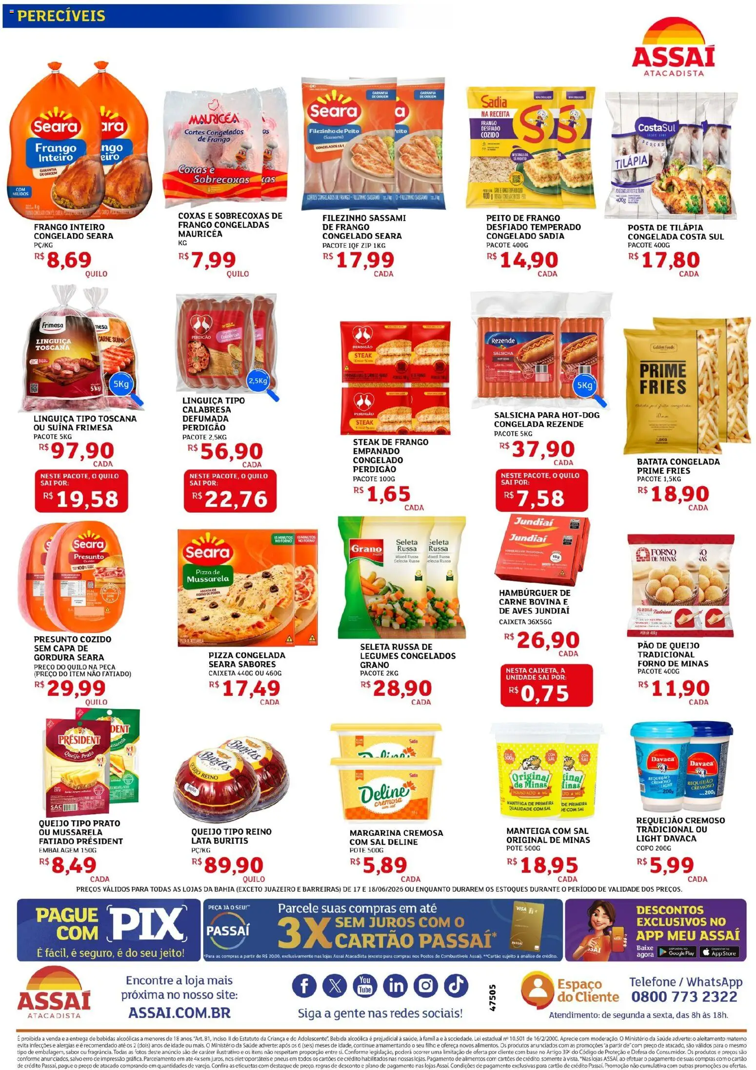 Assaí Atacadista Folheto - válido de 17.06.2026 | Página: 2 | Produtos: Linguiça, Hambúrguer, Sal, Requeijão