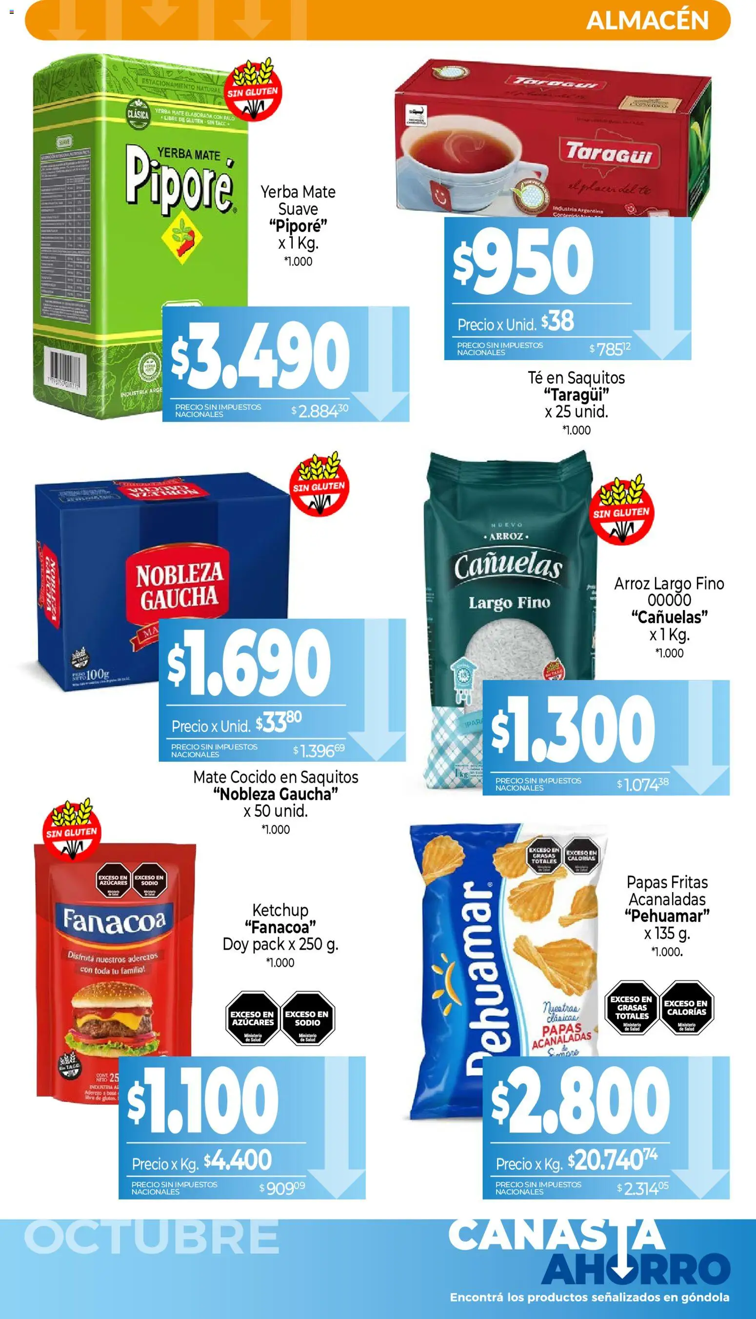 La Anonima - Canasta Ahorro │ válido desde el 01/10/2026 | Página: 5 | Productos: Ketchup, Té, Papas fritas, Canasta