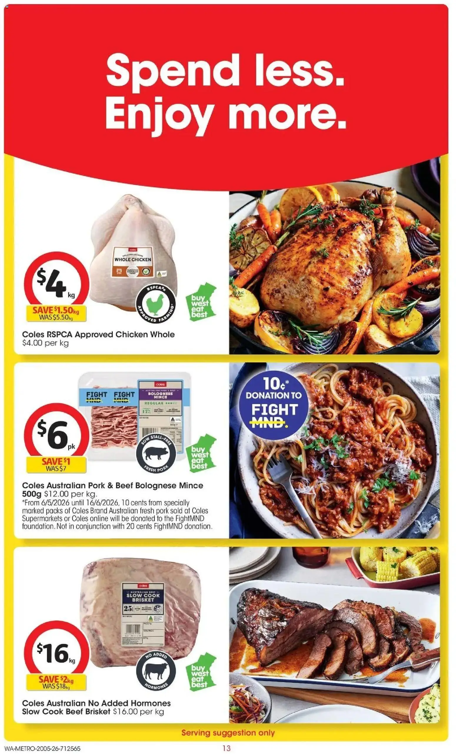 Coles catalogue - valid from 19.05.2026 | Page: 13 | Products: Chicken, Pork, Beef
