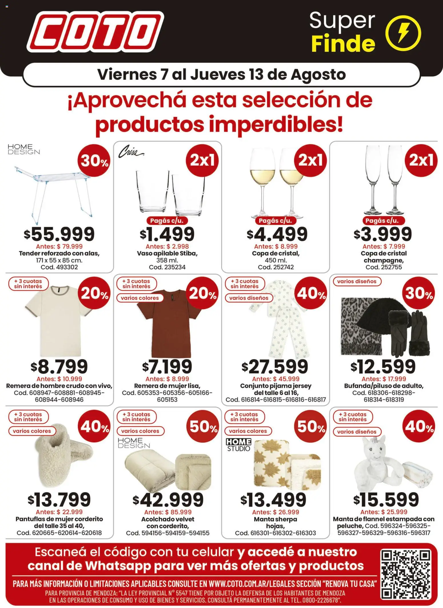 Coto ofertas Renova │ válido desde el 07/08/2026 | Página: 1 | Productos: Conjunto, Acolchado, Manta, Pijama