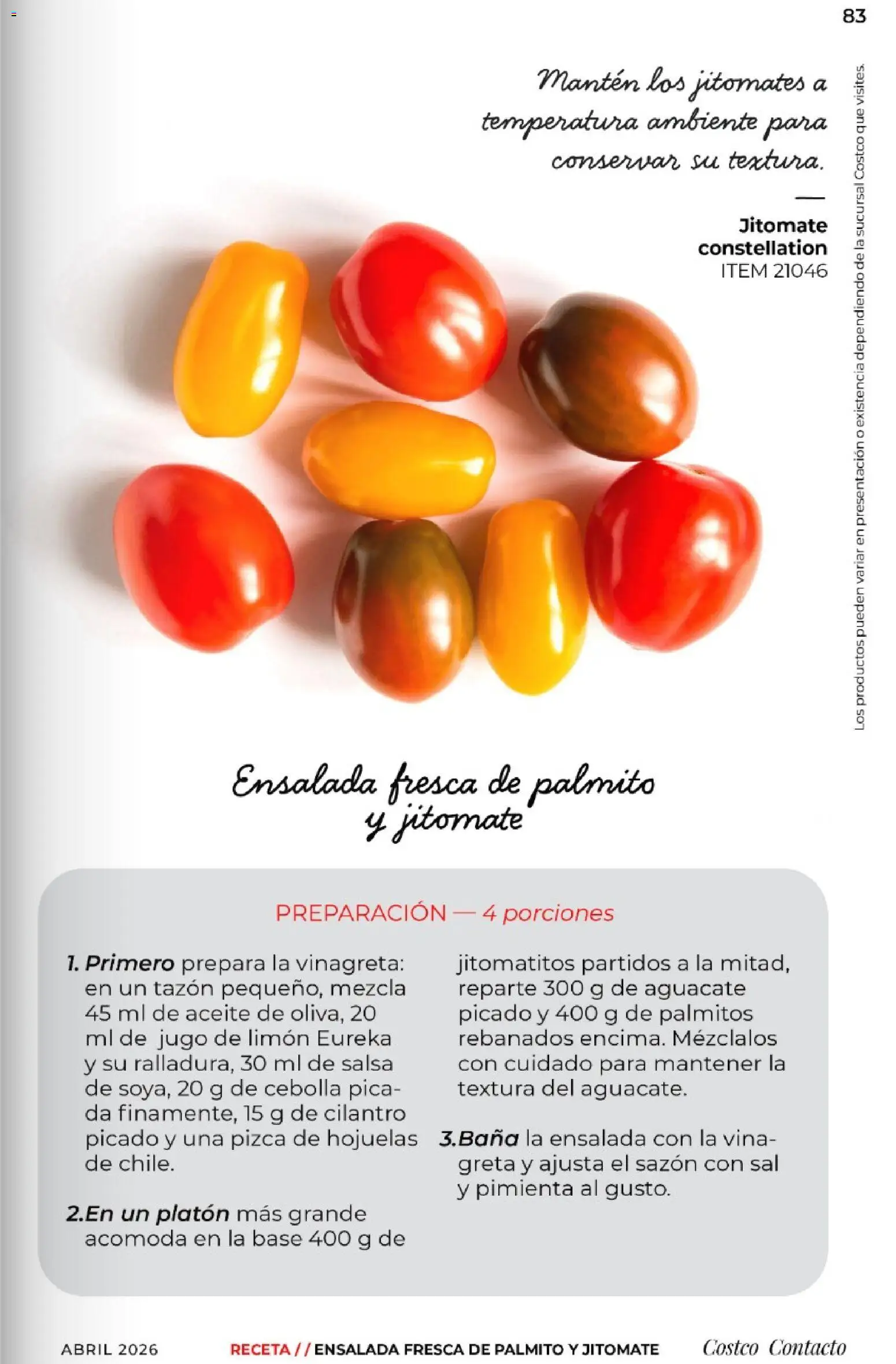 Nuevas ofertas de Costco válidas en toda la República Mexicana desde el 01.04.2026. ¡Encuentra las mejores ofertas en Costco Revista Abril 2026! | Página: 83 | Productos: Cebolla, Aceite, Aguacate, Palmitos