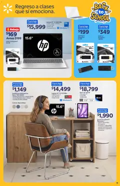 Vista previa de Walmart folleto Back to School, nuevo folleto de la tienda, válido en México a partir del 13/08/2026 | Página: 11 | Productos: Audífonos, Escritorio, Cajonera, Laptop