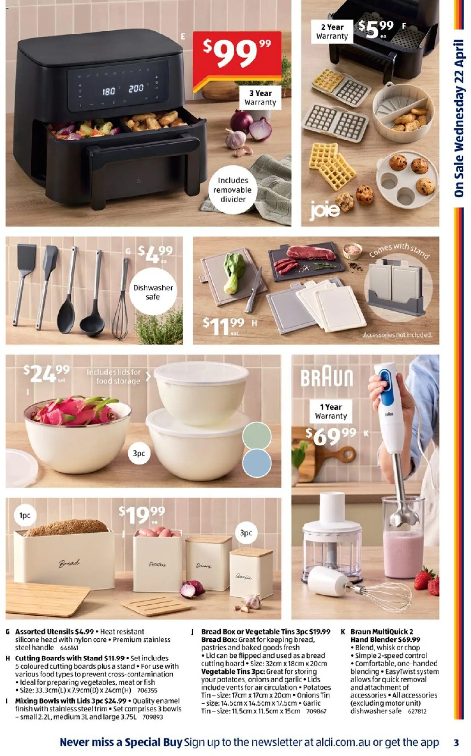 Aldi catalogue - valid from 15.04.2026 | Page: 3 | Products: Bread, Accessories, Blender, Dishwasher