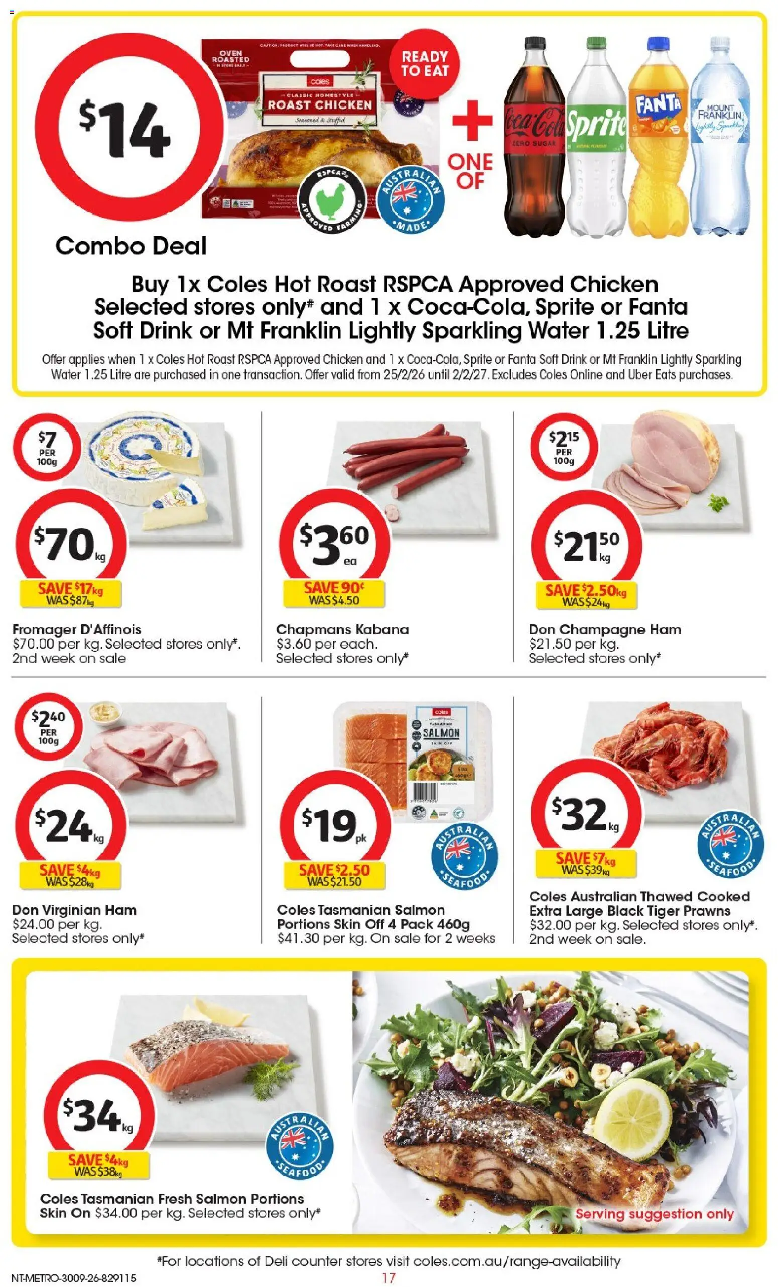 Coles catalogue - valid from 30/09/2026 | Page: 17 | Products: Prawns, Salmon, Seafood, Fanta
