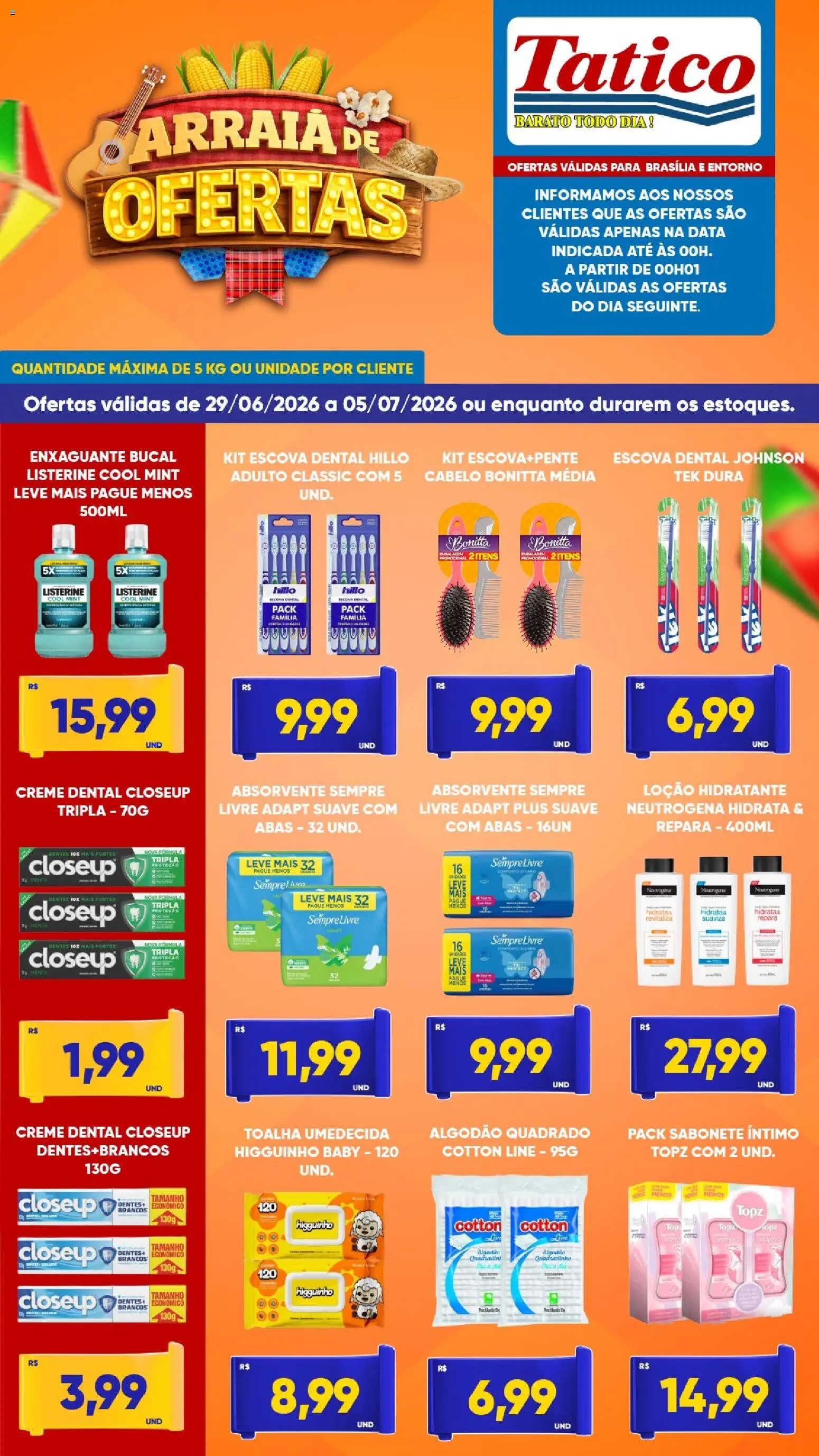 Tatico Folheto - válido de 29/06/2026 | Página: 7 | Produtos: Enxaguante bucal, Creme, Sabonete, Toalha umedecida