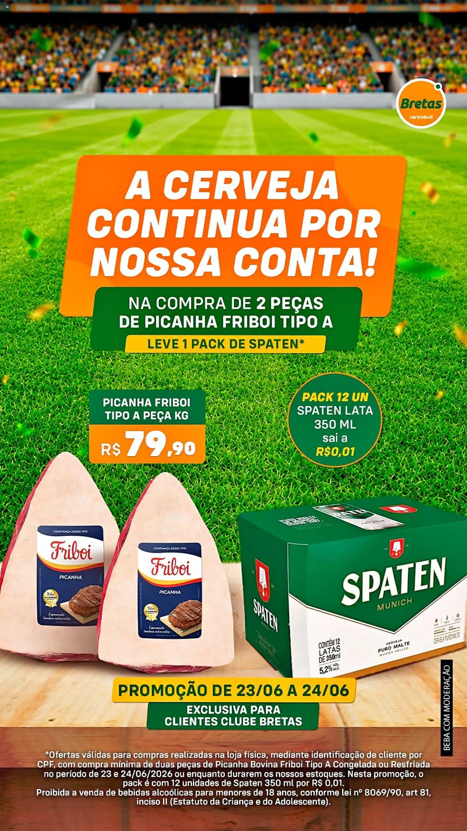 Bretas Folheto - válido de 23/06/2026 | Página: 1 | Produtos: Picanha, Cerveja