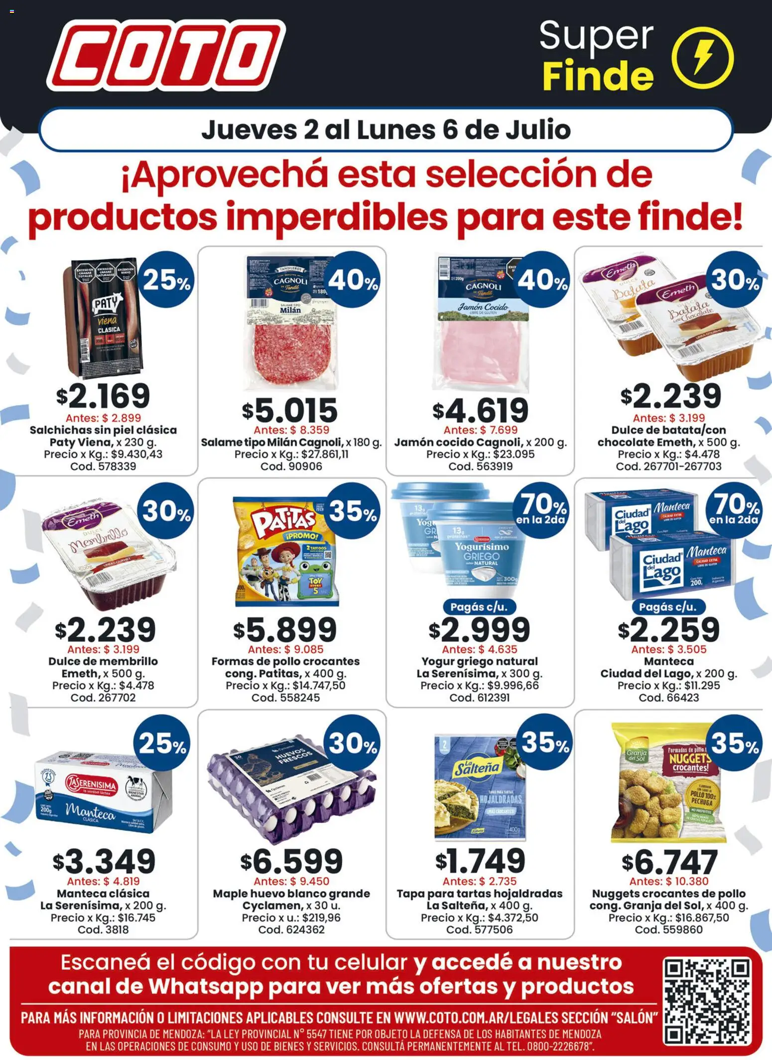 Coto ofertas │ válido desde el 02/07/2026 | Página: 1 | Productos: Batata, Huevo, Manteca, Chocolate