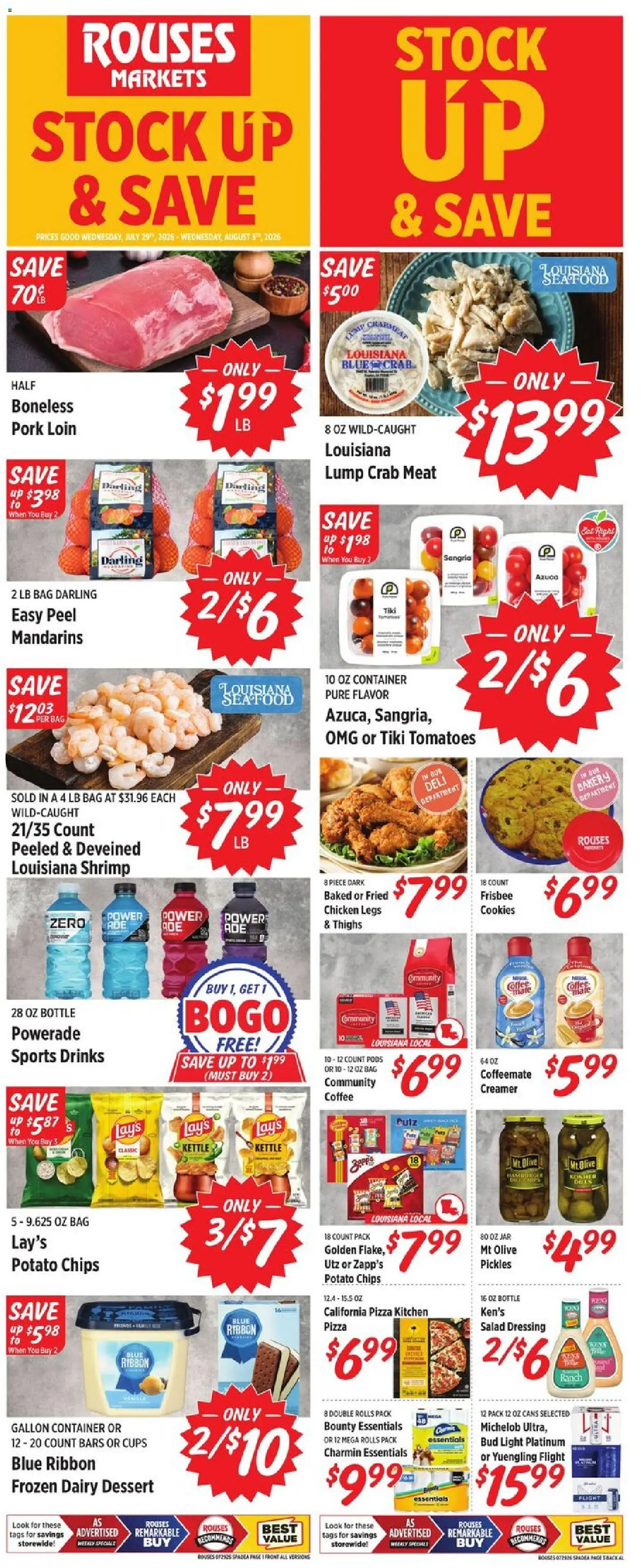 Rouses Weekly Ad - valid from 07/29/2026 | Page: 2 | Products: Coffee, Chips, Salad, Bag