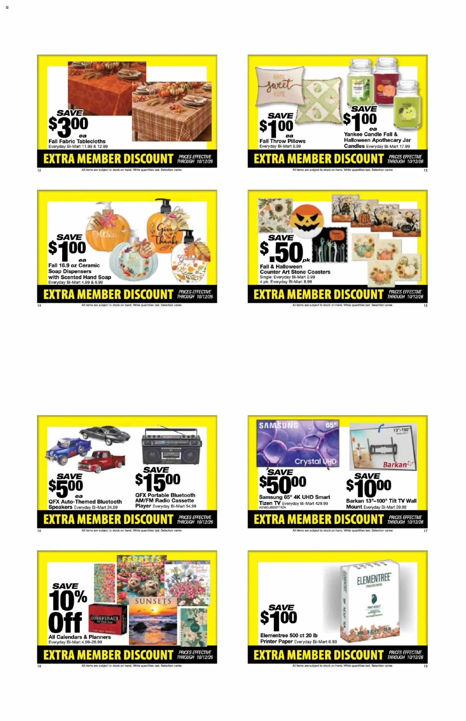 Bi-Mart Extra Member Discount Book - valid from 09/28/2026 | Page: 3 | Products: Soap, Printer, Tv, Radio