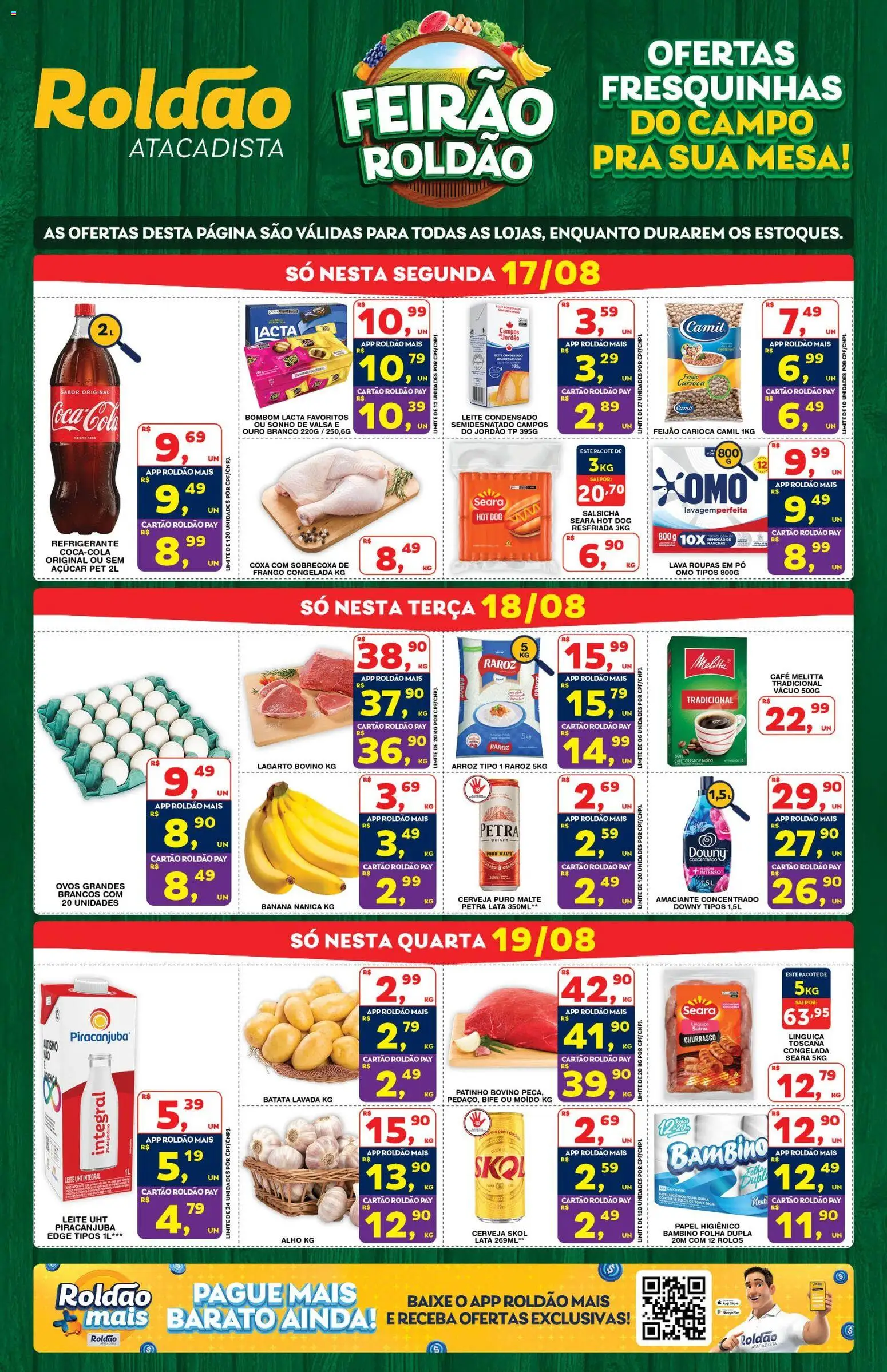 Roldão Folheto - válido de 17/08/2026 | Página: 1 | Produtos: Batata, Bombom, Papel higiênico, Amaciante