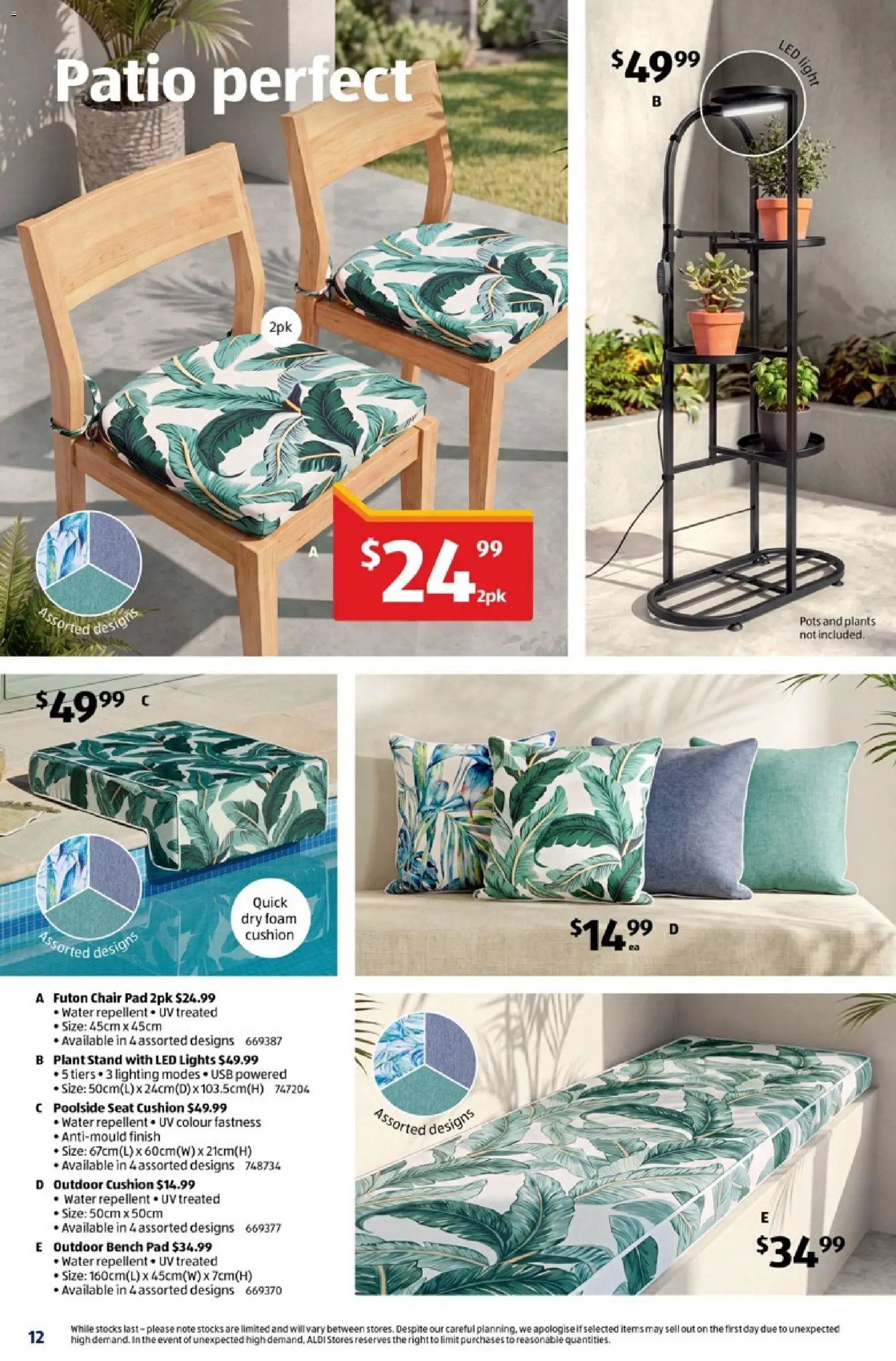 Aldi catalogue - valid from 23/09/2026 | Page: 12 | Products: Cushion, Usb, Lighting, Bench
