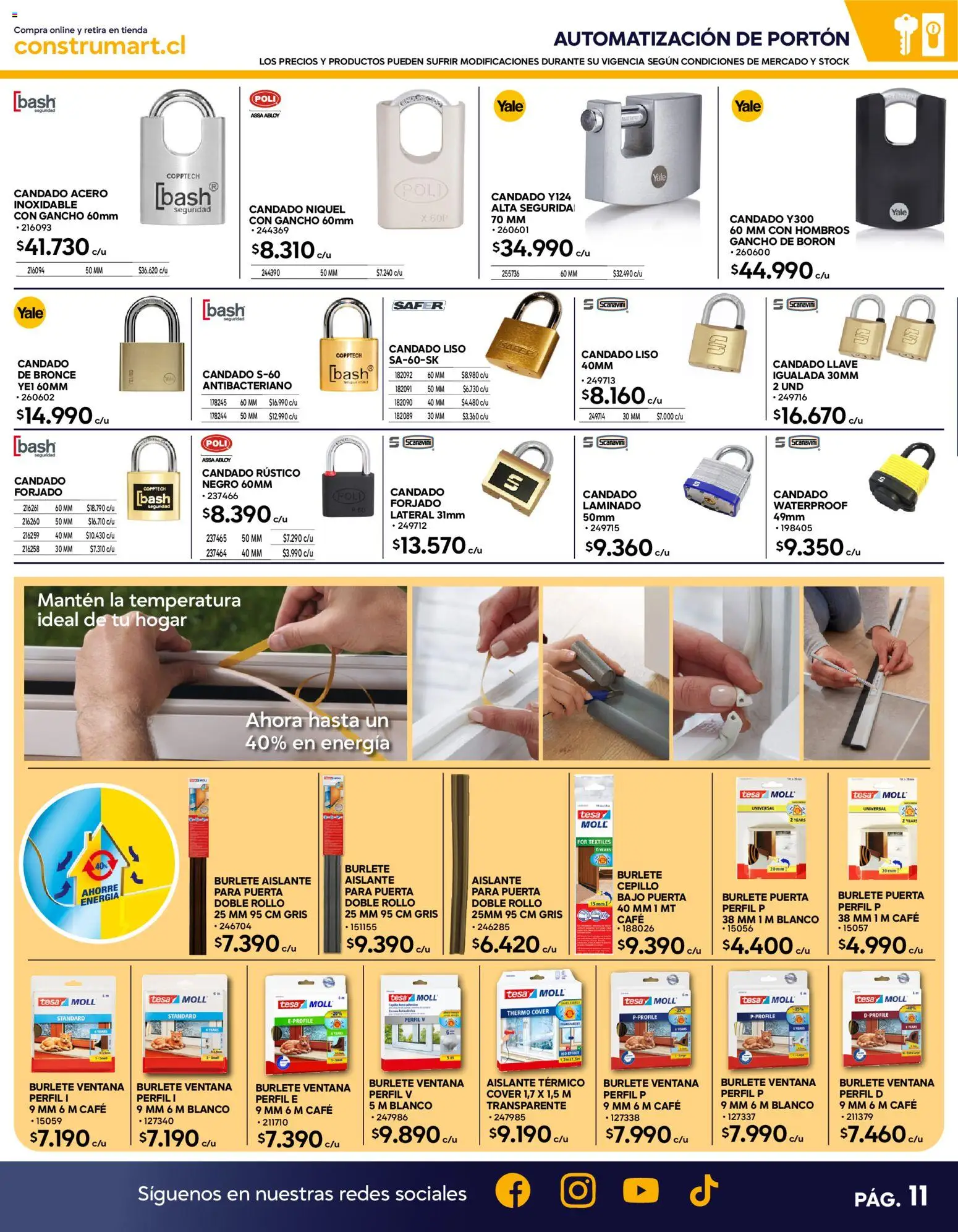 Construmart Ofertas │ válido desde el 01.06.2026 | Página: 11 | Productos: Burlete, Café, Llave, Candado