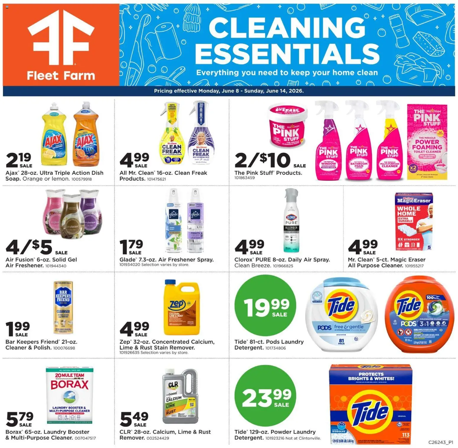 Mills Fleet Farm Home & Cleaning - valid from 08.06.2026 | Page: 1 | Products: Eraser, Powder, Lime