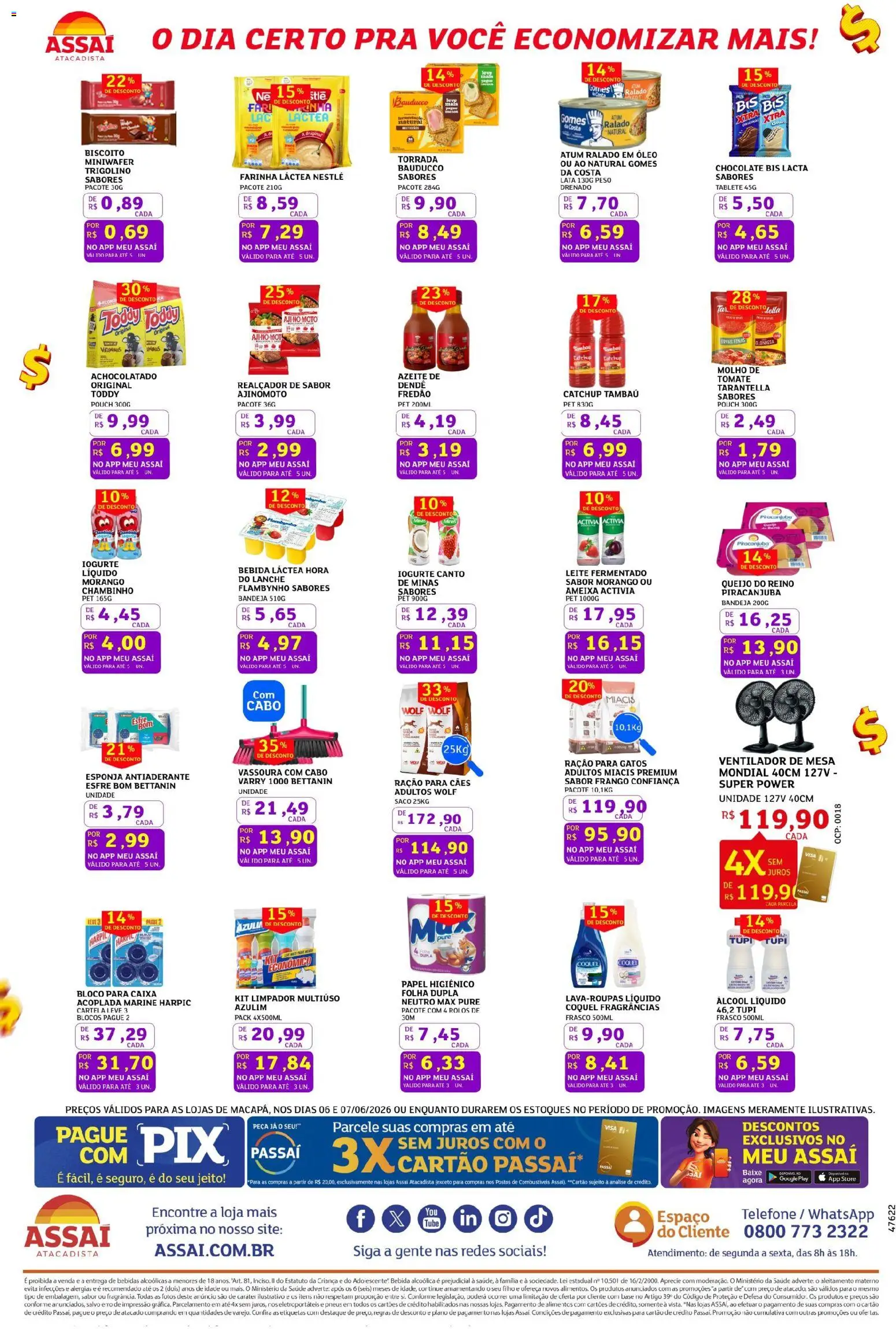 Assaí Atacadista Folheto - válido de 06.06.2026 | Página: 3 | Produtos: Biscoito, Óleo, Papel higiênico, Ameixa