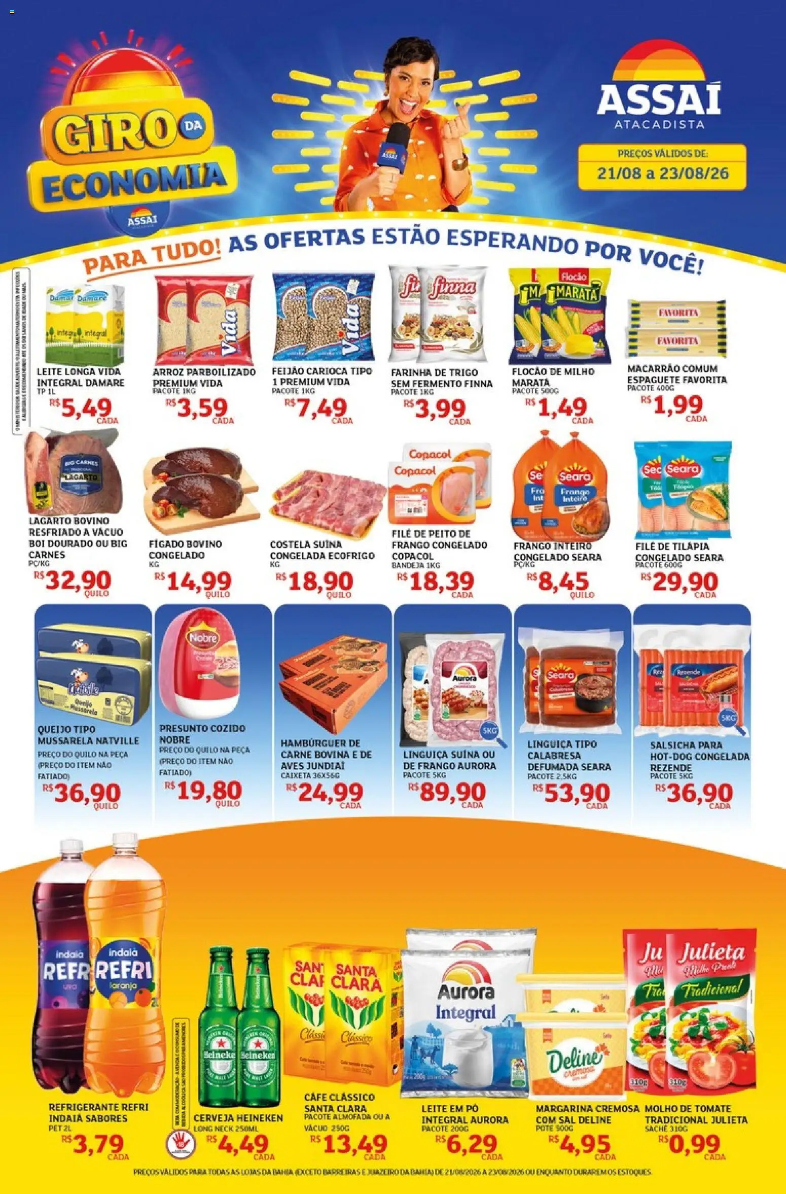 Assaí Atacadista Folheto - válido de 21/08/2026 | Página: 1 | Produtos: Espaguete, Arroz, Hambúrguer, Bandeja
