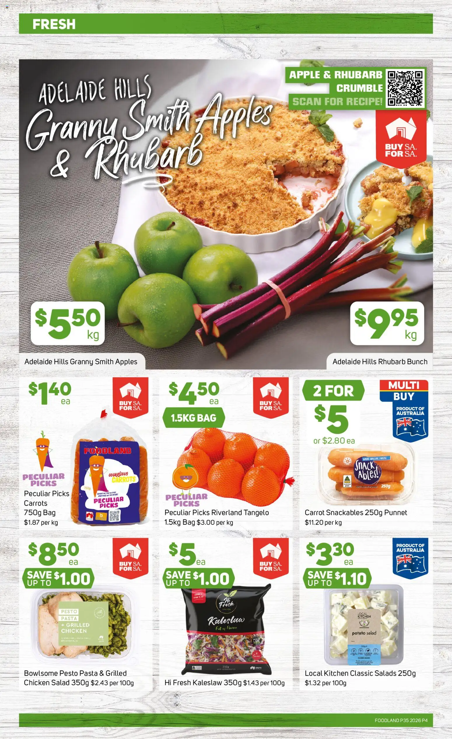 Foodland catalogue - valid from 25/08/2026 | Page: 4 | Products: Potato salad, Chicken, Apples, Pesto