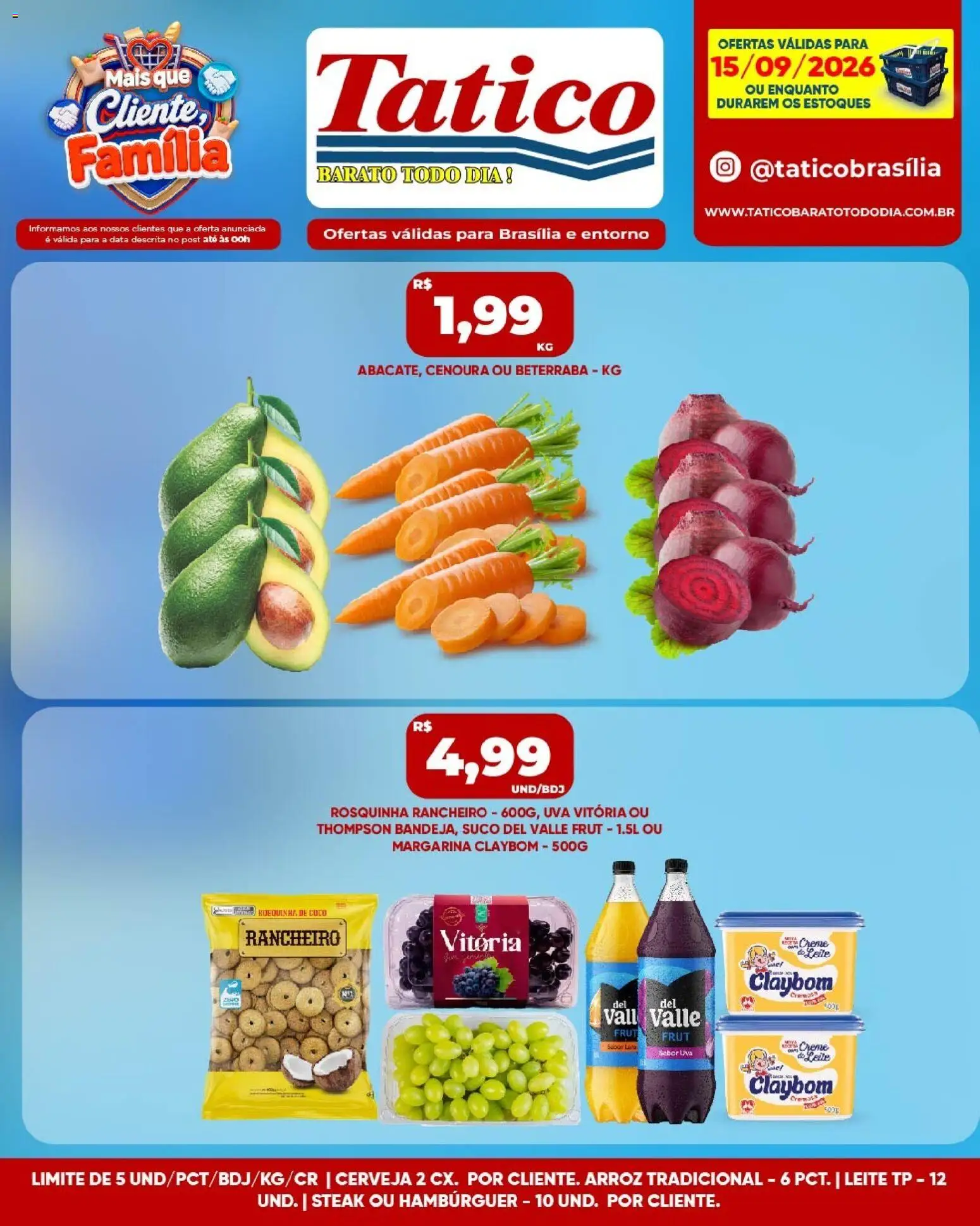 Tatico Folheto - válido de 15/09/2026 | Página: 3 | Produtos: Suco, Arroz, Creme, Margarina