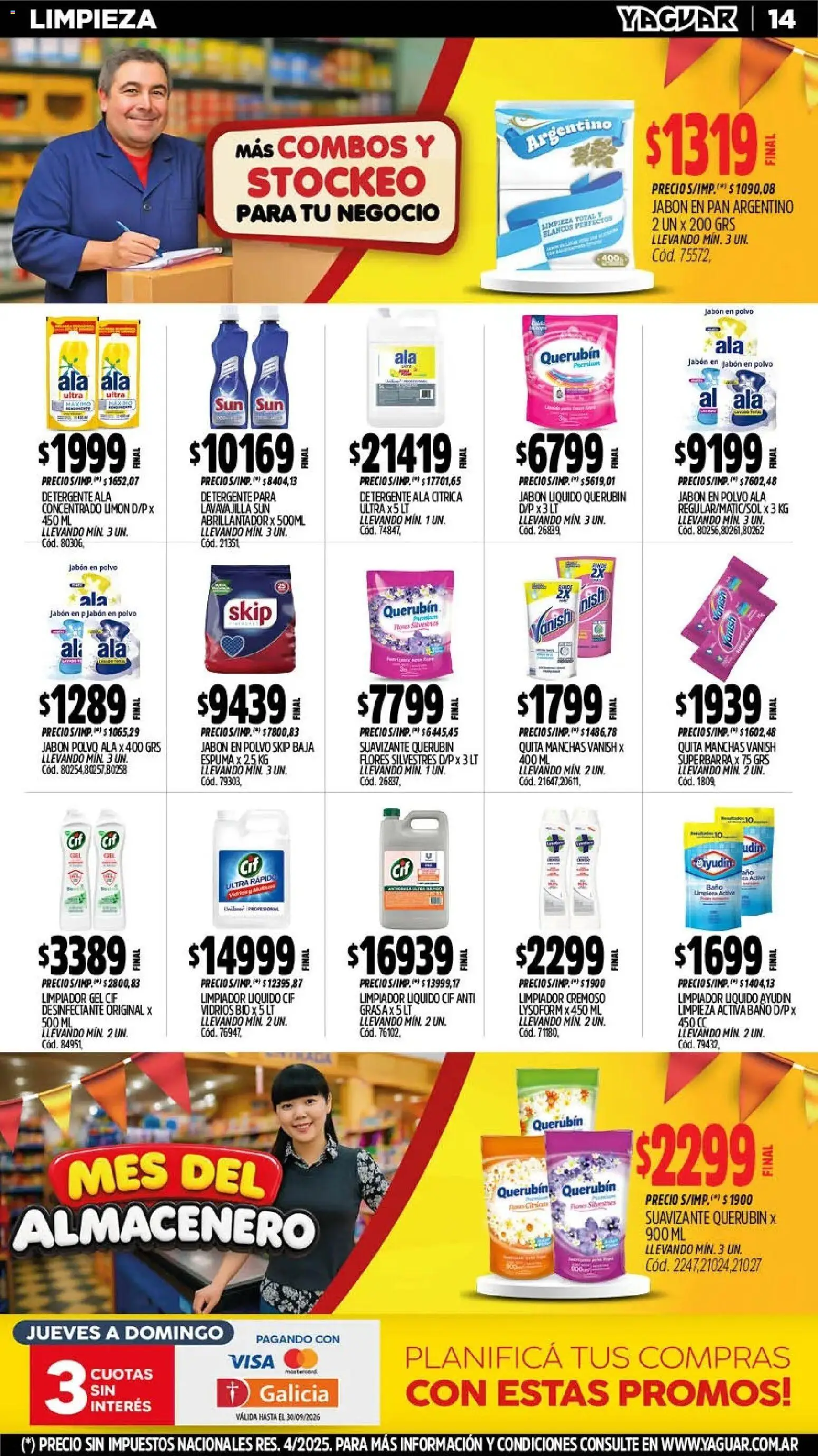 Yaguar - Oferta Semanal Mar del Plata │ válido desde el 28/09/2026 | Página: 14 | Productos: Desinfectante, Baño, Jabón, Espuma